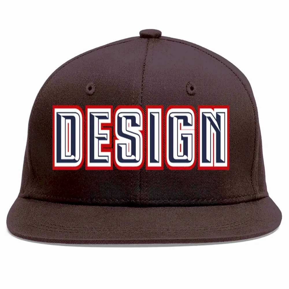 Custom Brown Red-Yellow Flat Eaves Sport Baseball Cap Design for Men/Women/Youth