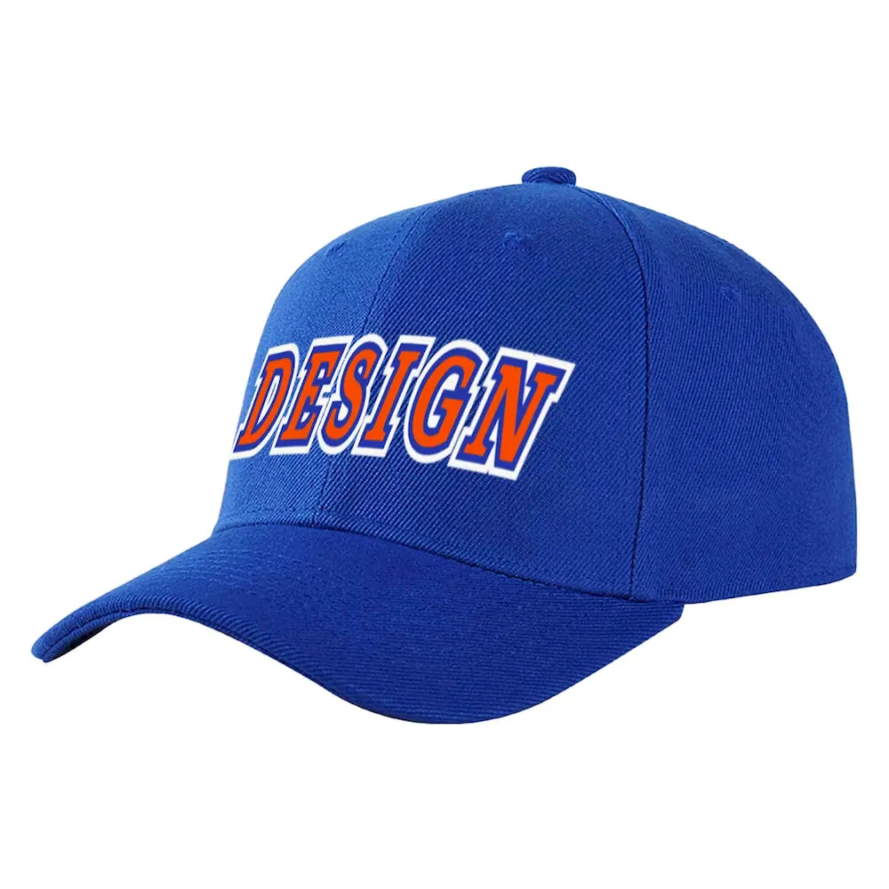 Custom Yellow Navy-White Curved Eaves Sport Design Baseball Cap