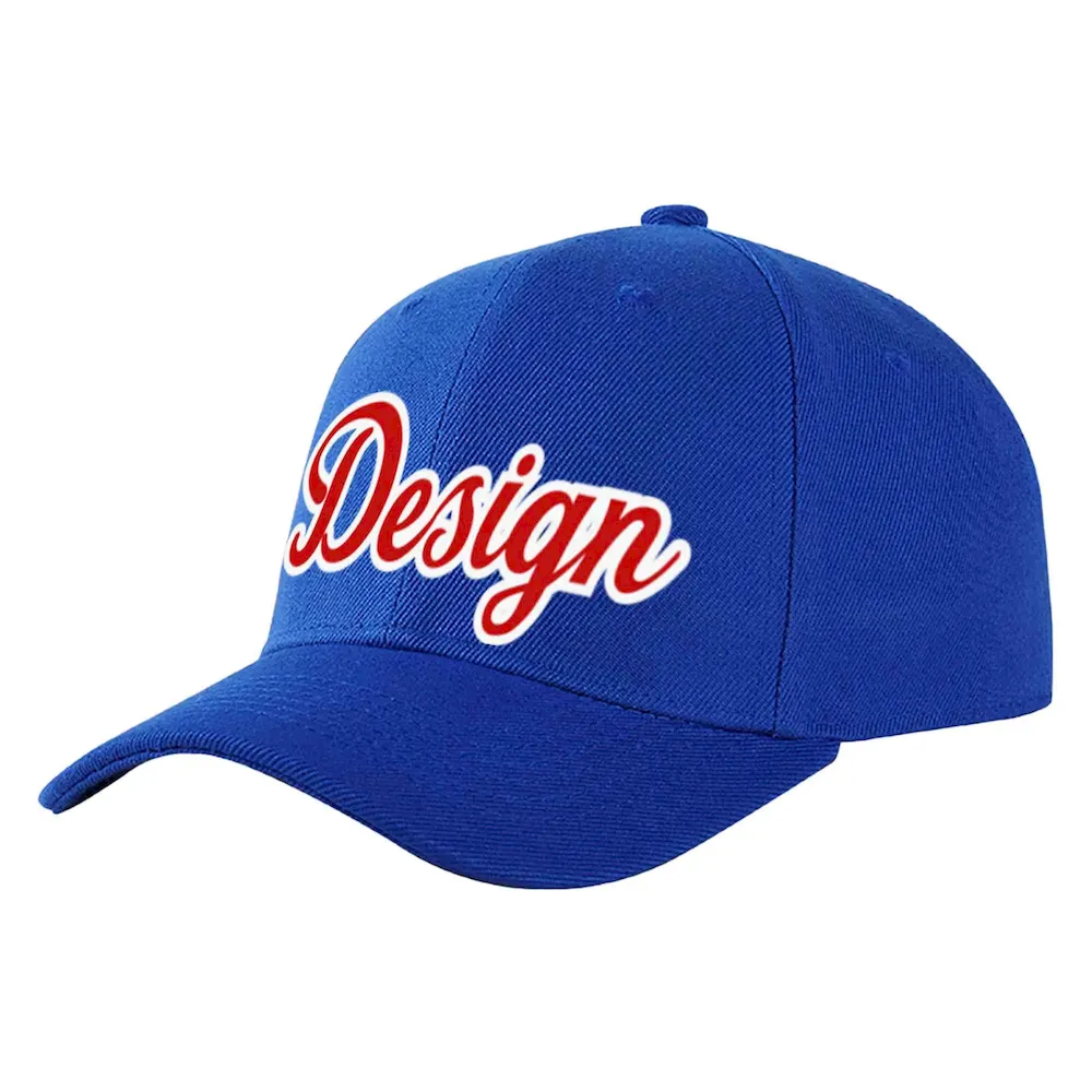 Custom Yellow Royal-White Curved Eaves Sport Design Baseball Cap