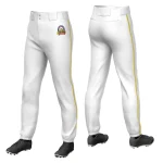 Custom White Old Gold Classic Fit Stretch Practice Pull-up Baseball Pants