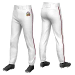 Custom White Crimson Classic Fit Stretch Practice Pull-up Baseball Pants