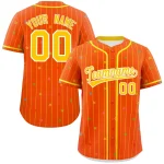 Custom Orange Gold Stripe Fashion Personalized Star Pattern Authentic Baseball Jersey