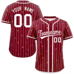 Custom Crimson White Stripe Fashion Personalized Star Pattern Authentic Baseball Jersey