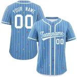 Custom Light Blue White Stripe Fashion Personalized Star Pattern Authentic Baseball Jersey