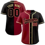 Custom Crimson Black Stripe-Solid Combo Fashion Authentic Baseball Jersey