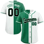 Custom Kelly Green White Two Tone Striped Fashion Authentic Baseball Jersey