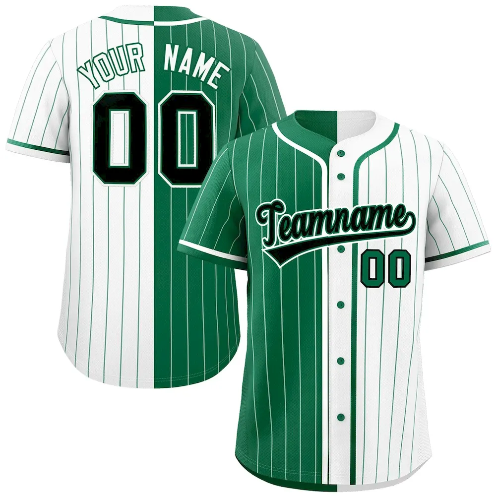 Custom Kelly Green White Two Tone Striped Fashion Authentic Baseball Jersey