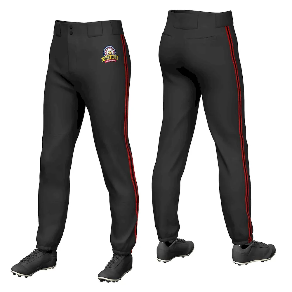 Custom Black White Black-White Classic Fit Stretch Practice Pull-up Baseball Pants