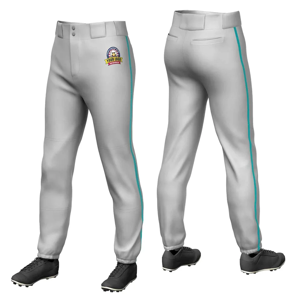 Custom Gray Brown Classic Fit Stretch Practice Pull-up Baseball Pants