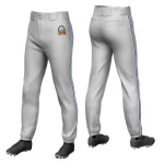 Custom Gray Royal-Red Classic Fit Stretch Practice Pull-up Baseball Pants