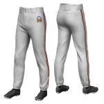 Custom Gray Gold Black-Gold Classic Fit Stretch Practice Pull-up Baseball Pants