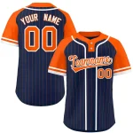 Custom Orange Gold-White Stripe Fashion Raglan Sleeves Authentic Two-Button Baseball Jersey