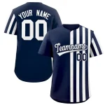 Custom Navy White Thick Stripe Fashion Design Authentic Baseball Jersey