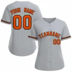 Custom Gray Orange Black Classic Style Baseball Jersey for Women