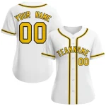 Custom White Gold-Black Classic Style Baseball Jersey For Women