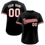 Custom Black Red Full Button Design Authentic Baseball Jersey