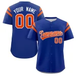 Custom Royal Orange Classic Style Personalized Full Button Authentic Baseball Jersey