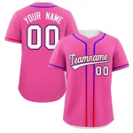 Custom Pink Royal Personalized Gradient Ribbed Design Authentic Baseball Jersey