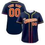 Custom Navy White Personalized Gradient Ribbed Design Authentic Baseball Jersey