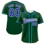 Custom Green Royal Personalized Gradient Ribbed Design Authentic Baseball Jersey