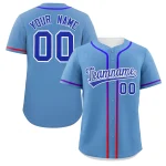Custom Light Blue Royal Personalized Gradient Ribbed Design Authentic Baseball Jersey