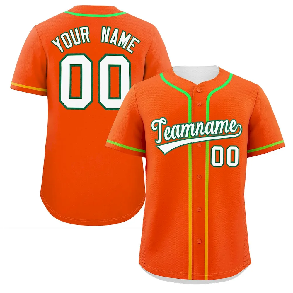 Custom Orange White Personalized Gradient Ribbed Design Authentic Baseball Jersey