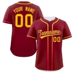 Custom Crimson Gold Personalized Gradient Ribbed Design Authentic Baseball Jersey