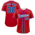Custom Red Royal Personalized Gradient Ribbed Design Authentic Baseball Jersey