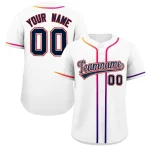 Custom White Navy Personalized Gradient Ribbed Design Authentic Baseball Jersey