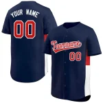 Custom Navy Red-White Personalized Side Two-Tone Design Authentic Baseball Jersey