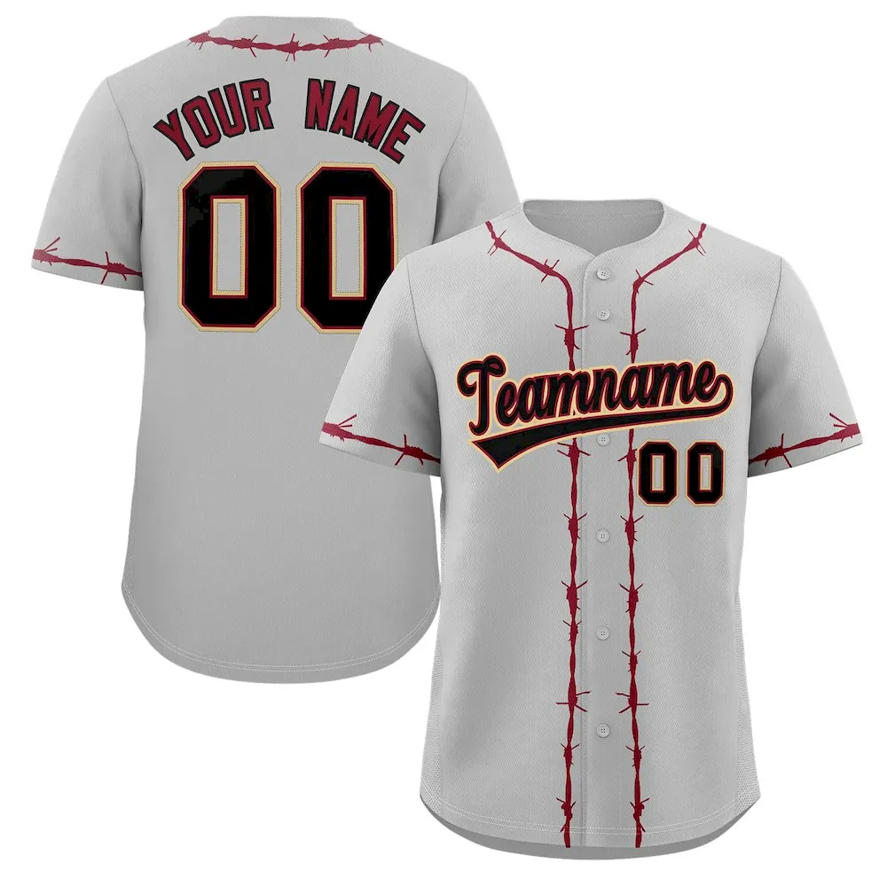 Custom White Red Thorns Ribbed Classic Style Authentic Baseball Jersey