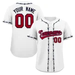 Custom Navy Red Thorns Ribbed Classic Style Authentic Baseball Jersey