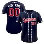 Custom Red Navy Thorns Ribbed Classic Style Authentic Baseball Jersey