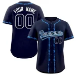 Custom Navy Powder Blue Thorns Ribbed Classic Style Authentic Baseball Jersey