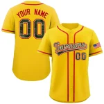 Custom Gold Personalized Camo Font Authentic Baseball Jersey