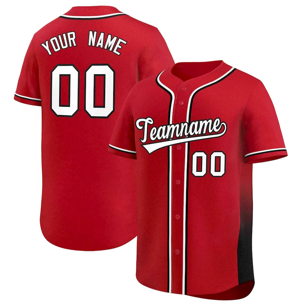 Custom White Red Personalized Gradient Side Design Authentic Baseball Jersey