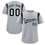 Custom Gray Black Classic Style Personalized Full Button Authentic Baseball Jersey
