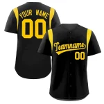 Custom Black Gold Classic Style Personalized Full Button Authentic Baseball Jersey