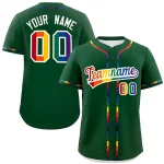 Custom Green LGBT Rainbow For Pride Month Classic Style Authentic Baseball Jersey