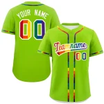 Custom Neon Green LGBT Rainbow For Pride Month Classic Style Authentic Baseball Jersey