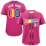 Custom Rose Red LGBT Rainbow For Pride Month Classic Style Authentic Baseball Jersey
