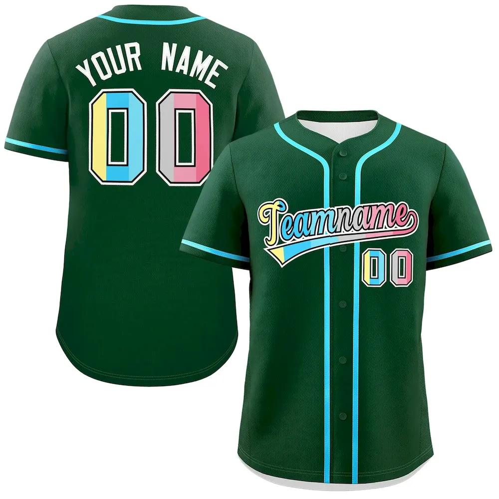 Custom Kelly Green Genderflux For Pride Month Classic Style Authentic Baseball Jersey