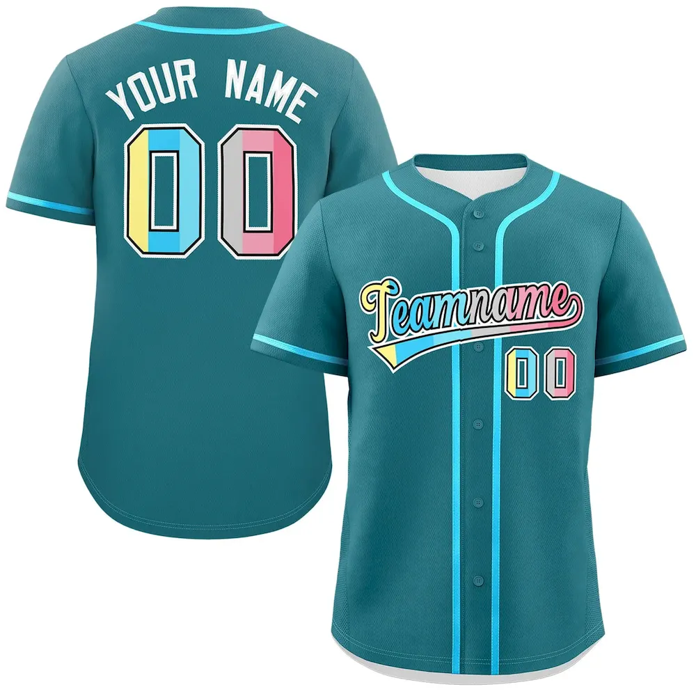 Custom Aqua Genderflux For Pride Month Classic Style Authentic Baseball Jersey