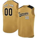 Custom Old Gold Black Personalized Classic Authentic Sleeveless Baseball Jersey