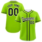 Custom Neon Green Black Personalized Classic Authentic Baseball Jersey