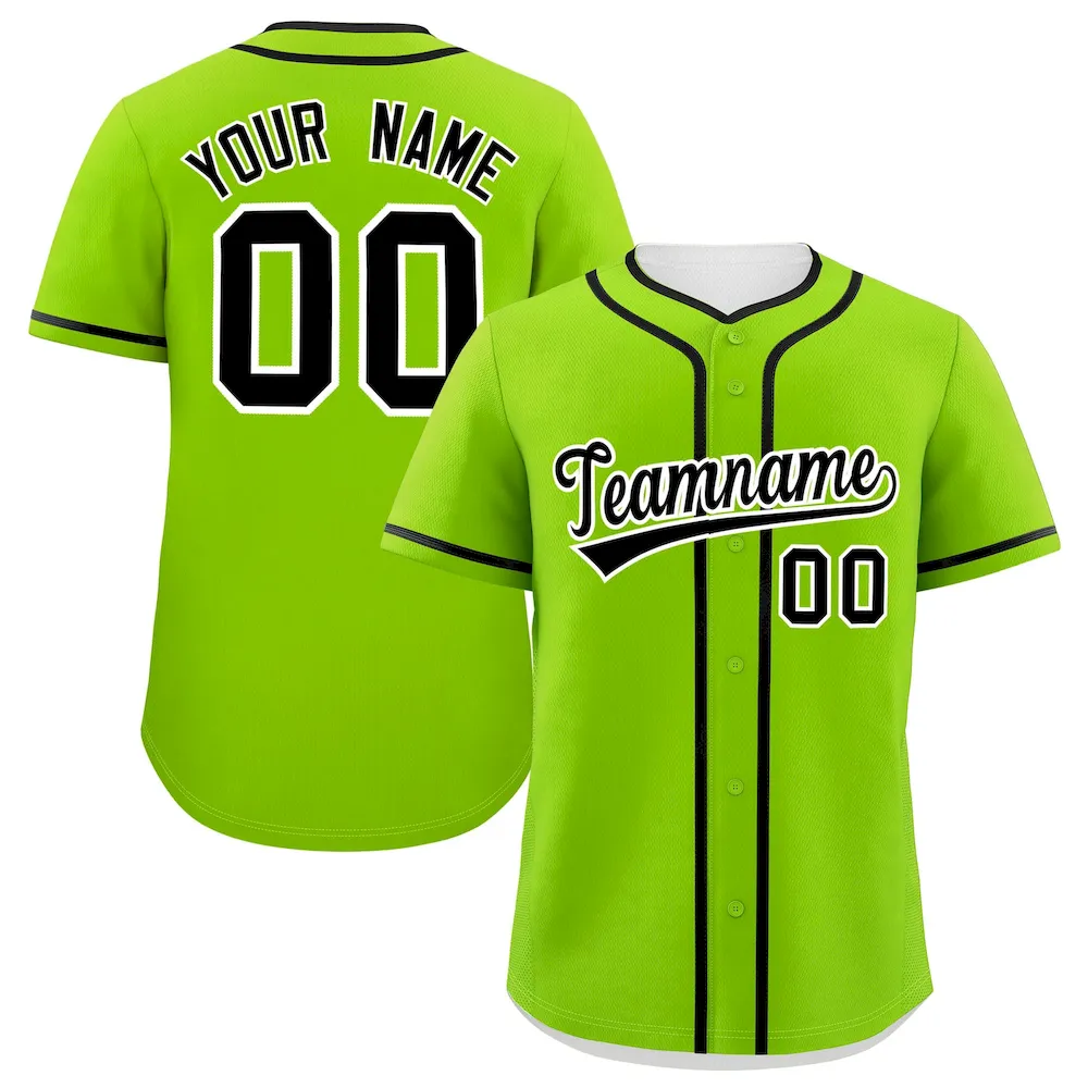 Custom Neon Green Black Personalized Classic Authentic Baseball Jersey