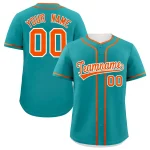 Custom Aqua Orange Personalized Classic Authentic Baseball Jersey