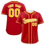 Custom Red Gold Personalized Classic Authentic Baseball Jersey