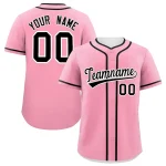 Custom Light Pink Black Personalized Classic Authentic Baseball Jersey