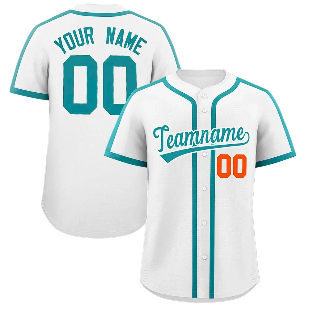 Custom White Aqua Personalized Classic Authentic Baseball Jersey